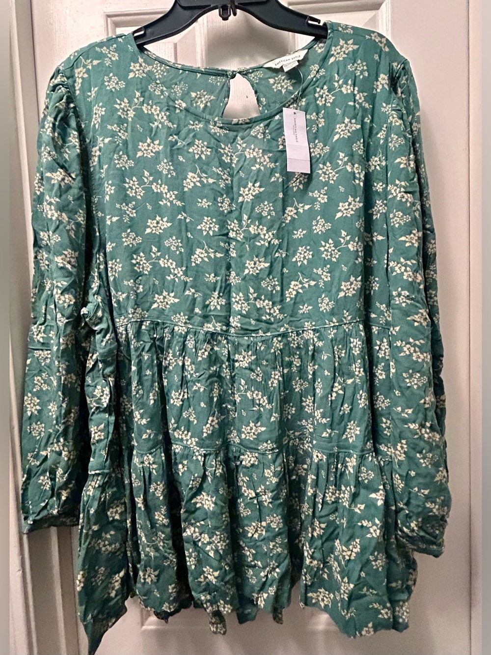 NWT American Eagle Green Floral Cottage Core Open Back Tunic